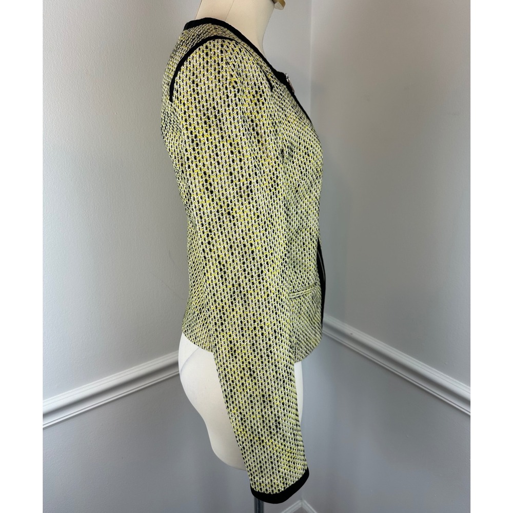 BANANA REPUBLIC TALL Yellow Black & White Tweed Zip Front Blazer Jacket | 6 Tall - Picture 8 of 13